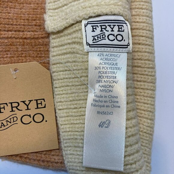 Frye & Co NWT Bark Dip Dye Beanie Salmon Rusty Orange Butter Creamy Tan Hat-OSFM - Picture 6 of 10
